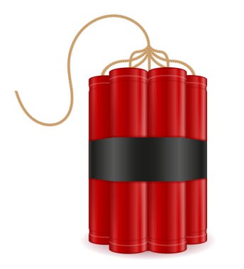 beyaz arka plan üzerinde izole bickford sigorta stok vektör illüstrasyon ile dinamit kırmızı sopa