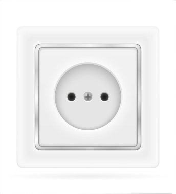 beyaz arka plan üzerinde izole kapalı elektrik kablolama stok vektör illüstrasyon için elektrik prizi çıkışı