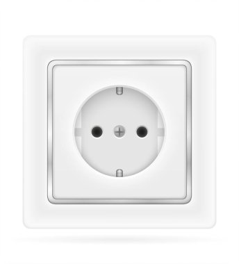 beyaz arka plan üzerinde izole kapalı elektrik kablolama stok vektör illüstrasyon için elektrik prizi çıkışı