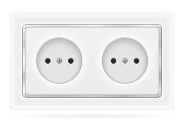 beyaz arka plan üzerinde izole kapalı elektrik kablolama stok vektör illüstrasyon için elektrik prizi çıkışı