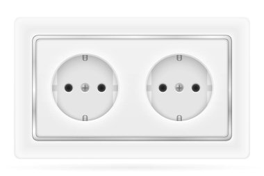 beyaz arka plan üzerinde izole kapalı elektrik kablolama stok vektör illüstrasyon için elektrik prizi çıkışı