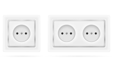 beyaz arka plan üzerinde izole kapalı elektrik kablolama stok vektör illüstrasyon için elektrik prizi çıkışı