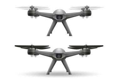 Hava mobil dron quadcopter quadrocopter video için akıllı ve çekim hisse senedi vektör illüstrasyon izole beyaz arka plan üzerinde fotoğraf