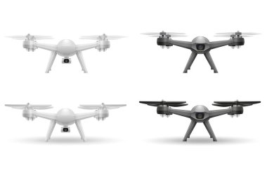 Hava mobil dron quadcopter quadrocopter video için akıllı ve çekim hisse senedi vektör illüstrasyon izole beyaz arka plan üzerinde fotoğraf