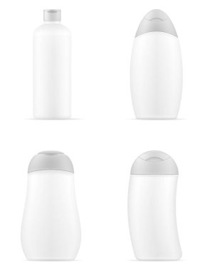 saç yıkamak için plastik bir şişede şampuan boş şablon boş stok vektör illüstrasyon beyaz arka plan üzerinde izole
