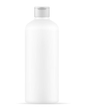 saç yıkamak için plastik bir şişede şampuan boş şablon boş stok vektör illüstrasyon beyaz arka plan üzerinde izole