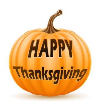 balkabağı beyaz arka plan üzerinde izole yazıt Şükran günün kutlu olsun hisse senedi vektör çizim ile