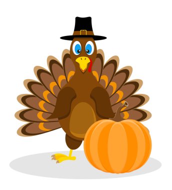 thanksgiving turkey bird and pumpkin stock vector illustration isolated on white background clipart