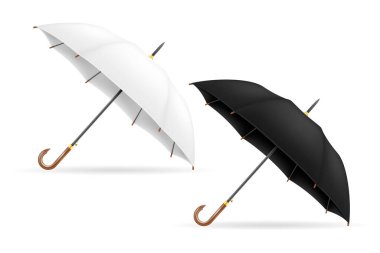 arka planda izole yağmur stok vektör illüstrasyon beyaz ve siyah klasik şemsiye