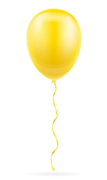 Feestelijke Gele Ballon Helium Gepompt Met Lint Voorraad Vectorillustratie Geïsoleerd — Stockvector