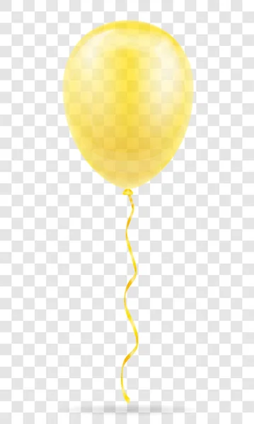 白い背景で隔離のリボン株式ベクトル図励起ヘリウムお祝い黄色透明のバルーン — ストックベクタ