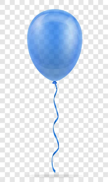 Ballon Bleu Fête Transparent Pompé Hélium Avec Illustration Vectorielle Ruban — Image vectorielle