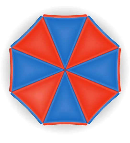 Strandutsikt Paraply Från Översta Lager Vektorillustration Isolerade Vit Bakgrund — Stock vektor