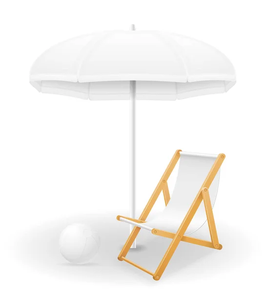 Beach Attributes Umbrella Deck Chair Stock Vector Illustration Isolated White — Stock Vector