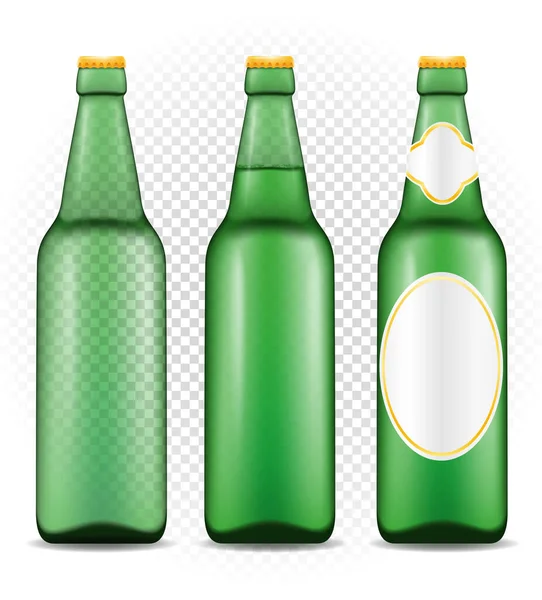 Cerveja Garrafa Transparente Estoque Vetor Ilustração Isolado Fundo Branco —  Vetores de Stock
