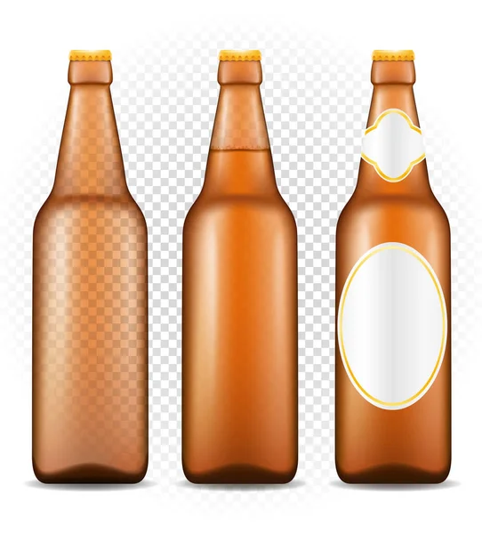 Cerveja Garrafa Transparente Estoque Vetor Ilustração Isolado Fundo Branco — Vetor de Stock
