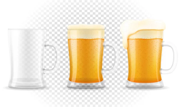 Μπύρα Κούπα Διαφανή Απόθεμα Διανυσματικά Εικονογράφηση Απομονώνονται Λευκό Φόντο — Διανυσματικό Αρχείο