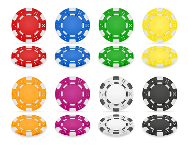 Casino Chip Lager Vektorillustration Isolerade Vit Bakgrund — Stock vektor