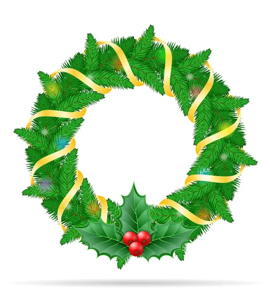 Christmas Wreath Stock Vector Illustration Isolated White Background — Stock Vector