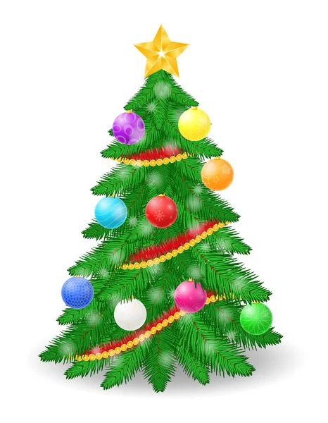 Kerstboom Voorraad Vectorillustratie Geïsoleerd Witte Achtergrond — Stockvector