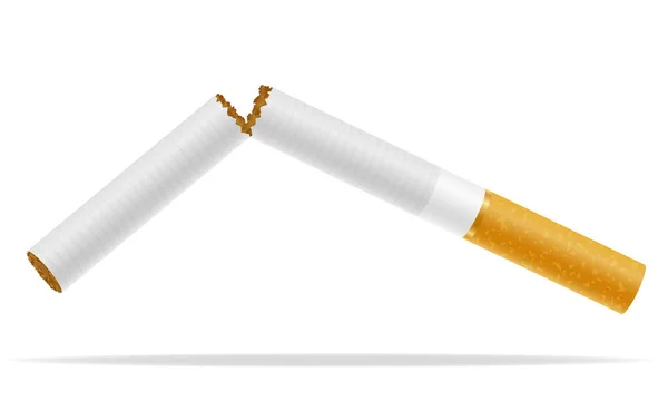 Koncept Zlomené Cigarety Bez Kouře Akcií Vektorové Ilustrace Izolovaných Bílém — Stockový vektor