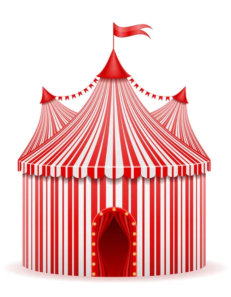 Illustration Vectorielle Papier Tente Cirque Rouge Rayé Isolé Sur Fond — Image vectorielle