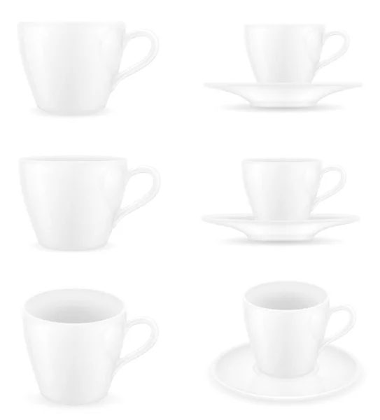 咖啡和茶叶的杯子在白色背景上隔离的矢量插图 — 图库矢量图片