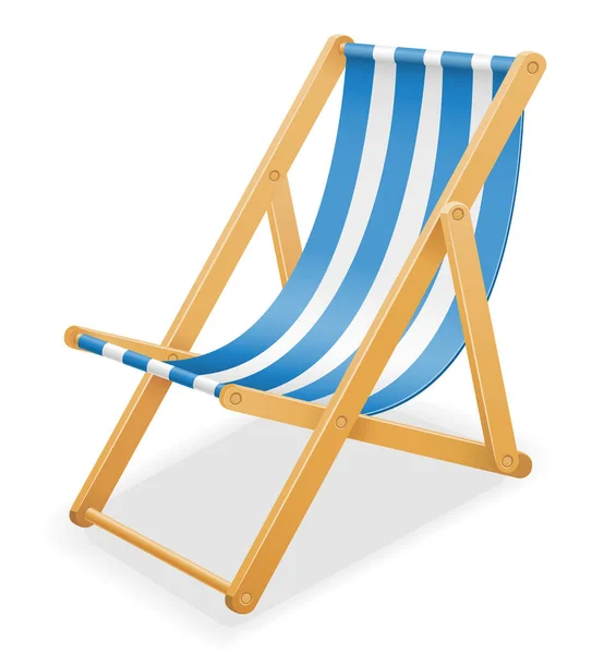 Praia Plataforma Cadeira Feita Madeira Tecido Estoque Vetor Ilustração Isolado — Vetor de Stock