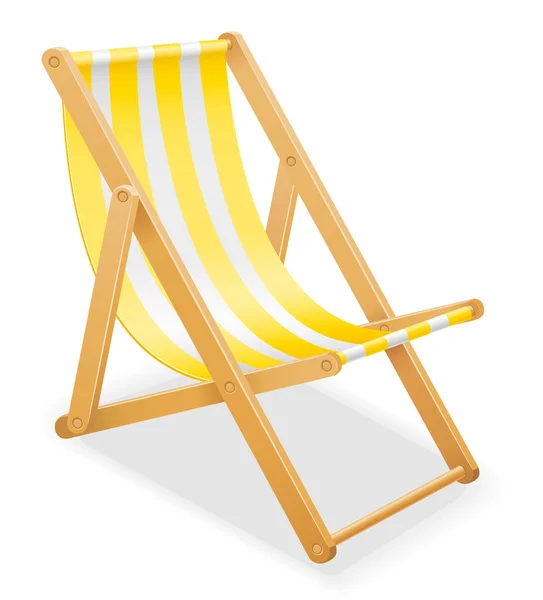 海滩甲板椅用木材和织物的股票矢量插图隔离白色背景 — 图库矢量图片