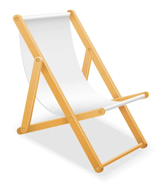 Liegestuhl Aus Holz Und Stoff Vektor Illustration Isoliert Auf Weißem — Stockvektor