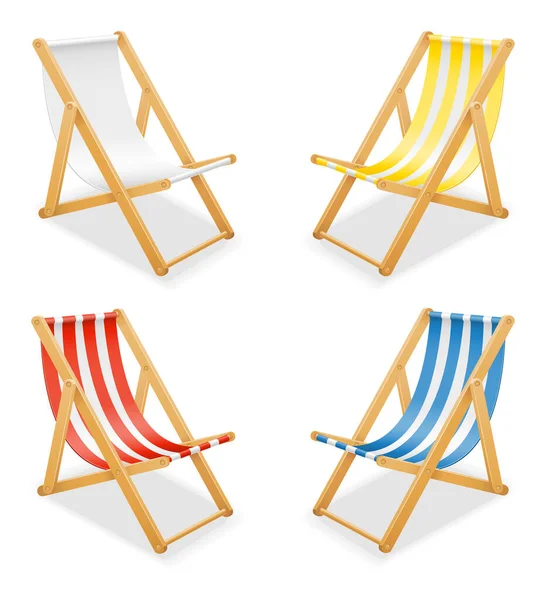Beach Deck Chair Made Wood Fabric Stock Vector Illustration Isolated — Stock Vector