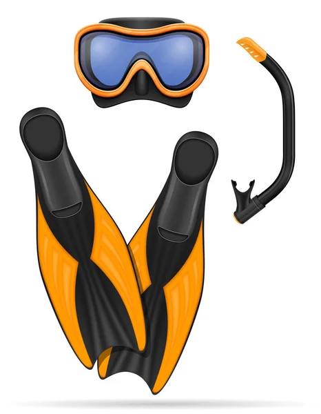 ダイビング マスク 白い背景で隔離の Flppers 株式ベクトル図 — ストックベクタ