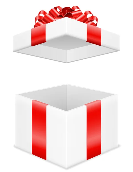 Open Gift Box Bow Ribbon Stock Vector Illustration Isolated White — Stock Vector