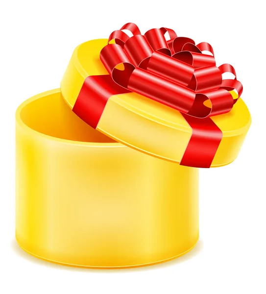 Boîte Cadeau Ouverte Avec Arc Ruban Illustration Vectorielle Stock Isolé — Image vectorielle