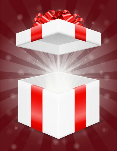 Boîte Cadeau Magique Ouverte Avec Arc Ruban Illustration Vectorielle Stock — Image vectorielle