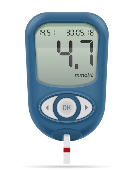 Medizinisches Glukometer Für Diabetiker Aktienvektordarstellung Isoliert Auf Weißem Hintergrund — Stockvektor