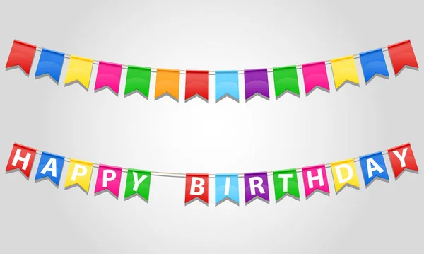 Happy Birthday Inscription Text Flags Stock Vector Illustration Isolated White — Stock Vector