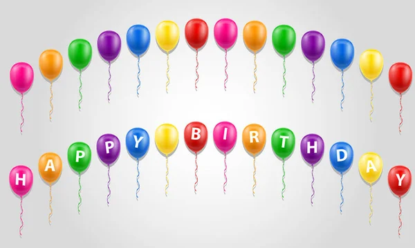 快乐的生日题字文本气球股票矢量插图在白色背景下隔离 — 图库矢量图片