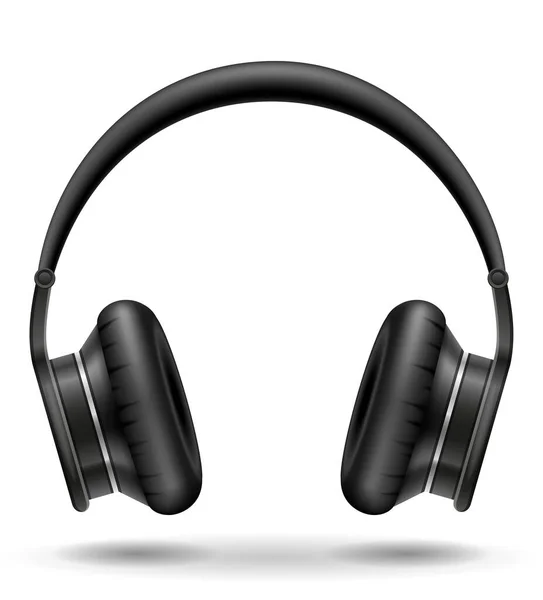 Realistic Black Headphones Stock Vector Illustration Isolated White Background — Stock Vector