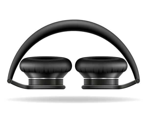 Ρεαλιστική Μαύρα Ακουστικά Εικονογράφηση Διάνυσμα Απόθεμα Απομονώνονται Λευκό Φόντο — Διανυσματικό Αρχείο