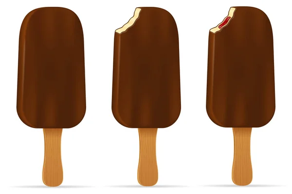 冰淇淋巧克力釉上的棍子股票矢量插图在白色背景上隔离 — 图库矢量图片
