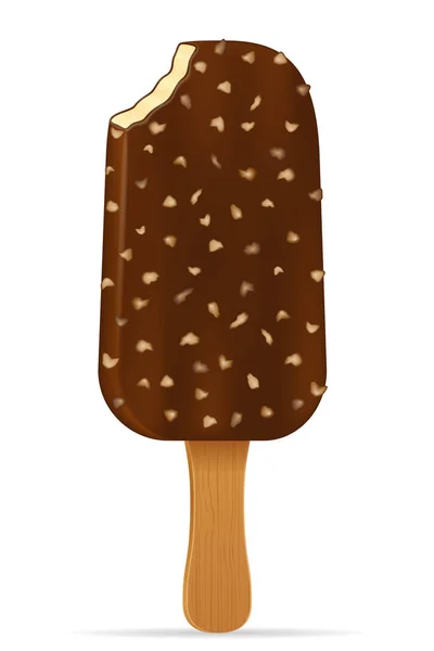 Ice Cream Chocolate Glaze Stick Stock Vector Illustration Isolated White — Stock Vector