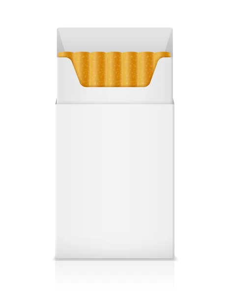 Mall Paket Cigaretter Med Gult Filter Lager Vektorillustration Isolerade Vit — Stock vektor