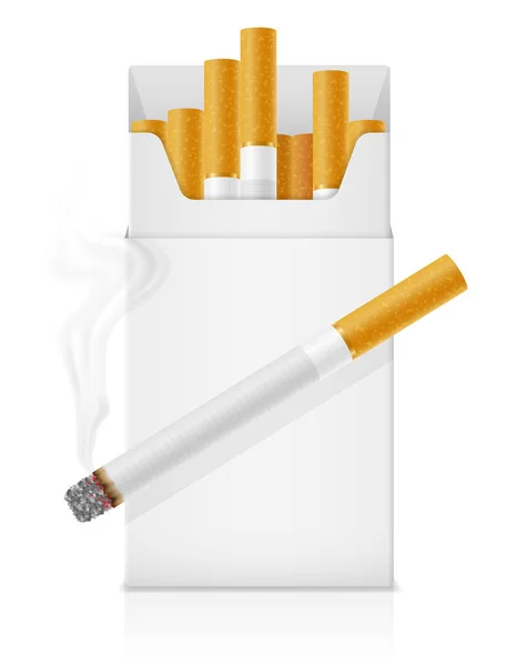 Modelo Pacote Cigarros Com Filtro Amarelo Figura Vetorial Isolado Fundo — Vetor de Stock