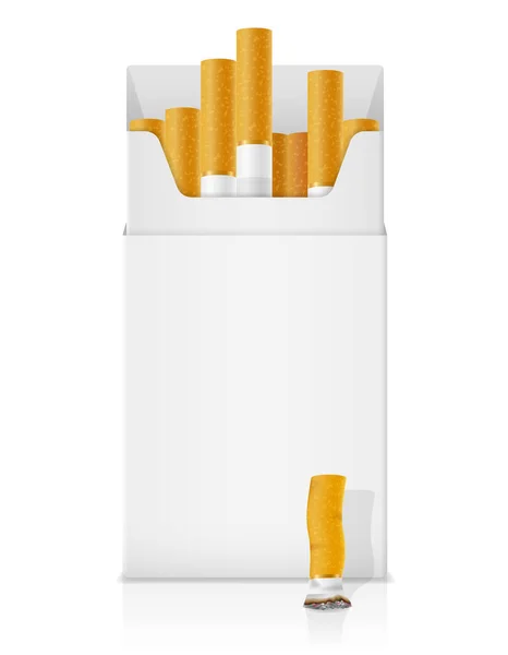 Šablona Balíček Cigaret Žlutý Filtr Vektorové Ilustrace Izolované Bílém Pozadí — Stockový vektor