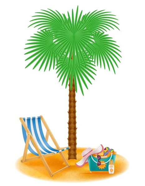 棕榈树和附件的休息股票矢量插图隔离白色背景 — 图库矢量图片