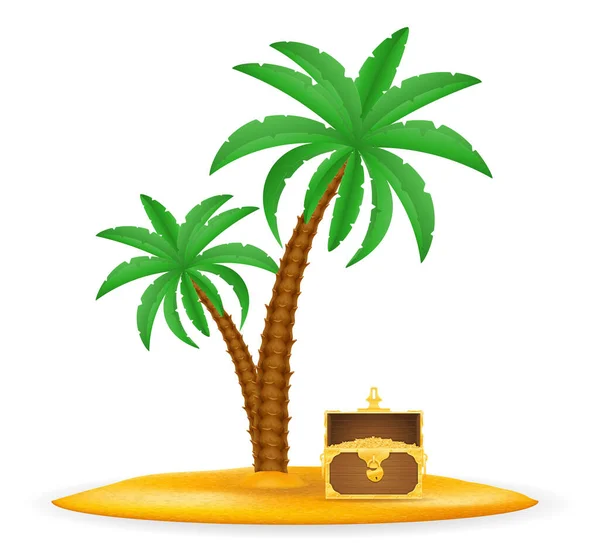 Ladenkastje Zand Onder Palm Tree Voorraad Vector Illustratie Voorraad Vectorillustratie — Stockvector
