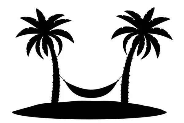 Palm Tree Black Outline Silhouette Stock Vector Illustration Isolated White — Stock Vector