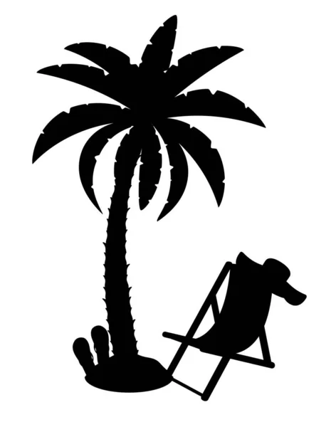Palm Tree Černý Obrys Siluety Akcií Vektorové Ilustrace Izolované Bílém — Stockový vektor