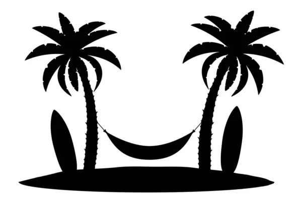 Palm Tree Black Outline Silhouette Stock Vector Illustration Isolated White — Stock Vector